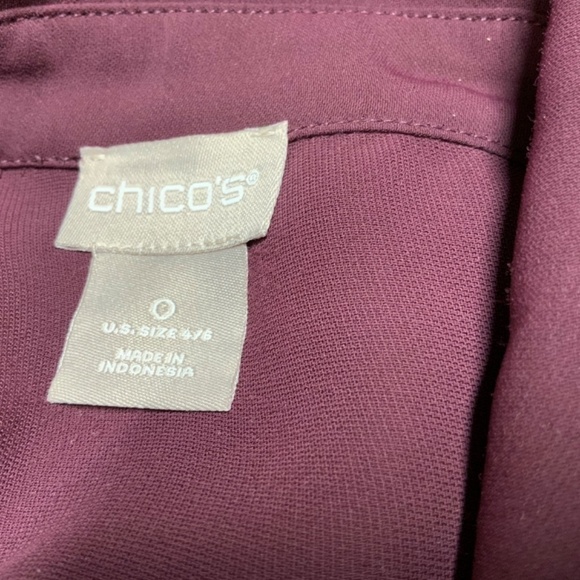 CHICO’S Long Sleeve Relaxed Fit Burgundy Tunic Blouse with Back Pleats US Sz S - Picture 5 of 10